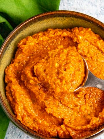 Spicy Thai Red Curry Paste in a bowl, ready for cooking Thai cuisine