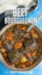 A bowl filled with French Beef Bourguignon