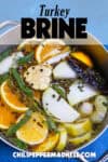 The complete set of turkey brine ingredients set into a large pot, ready for simmering