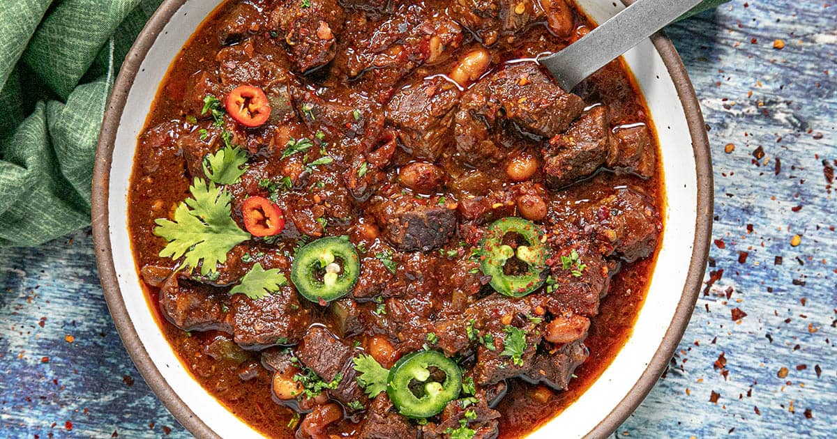 Authentic Chili Con Carne Recipe (Slow-Braised Beef & Dried Chilies) - Chili Pepper Madness