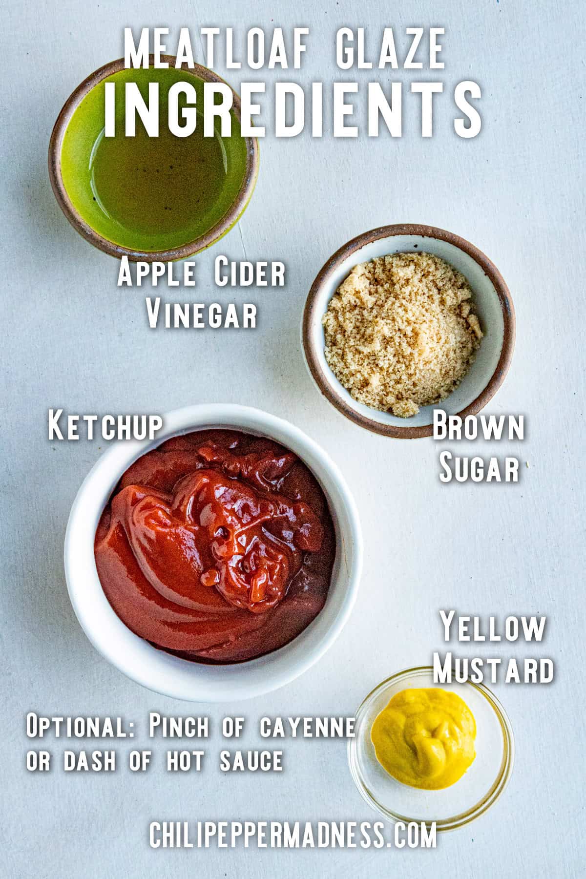 A list of ingredients used to make meatloaf glaze