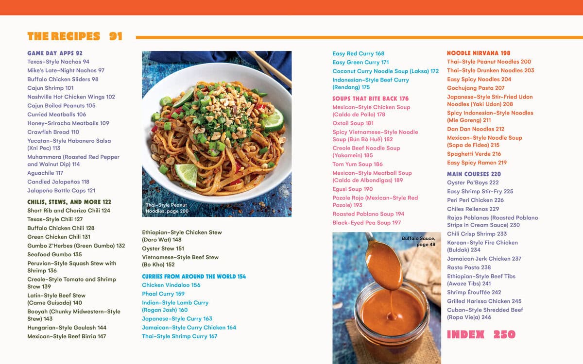 TOC of Recipes from Flavor Madness Cookbook