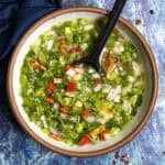 Spicy Colombian Hot Sauce (Aji Picante) served in a bowl with a spoon