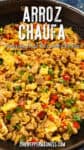 A bowl of satisfying Arroz Chaufa (Peruvian Fried Rice with Chicken), ready to eat